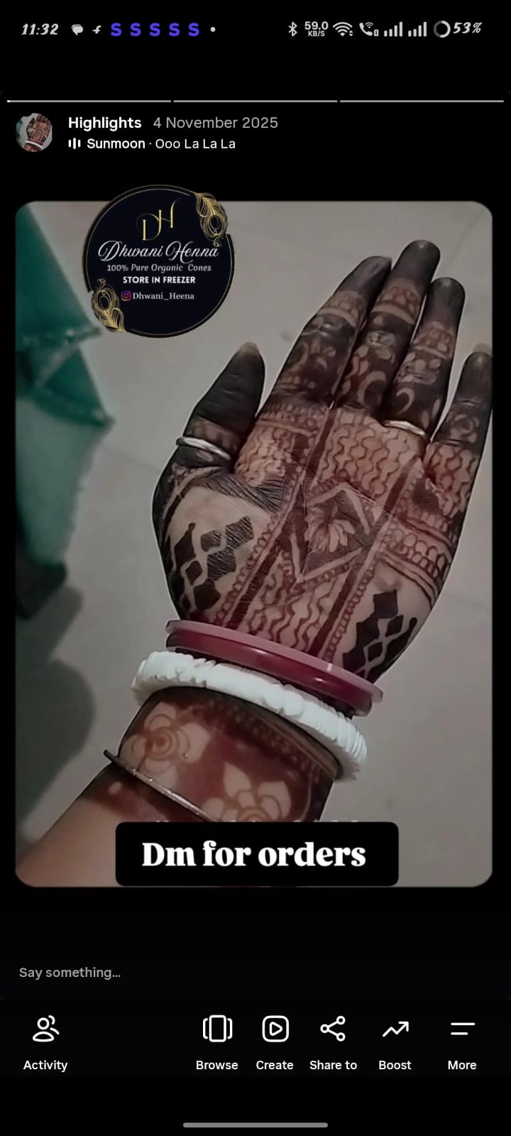 Pooja Sharma's customer mehendi review - The darkness of the colour surprised everyone!