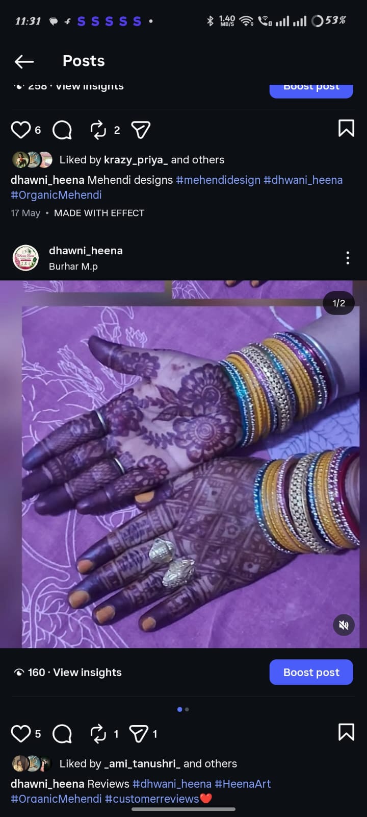 Kavita Patel's customer mehendi review - Flawless bridal feet design & intense color