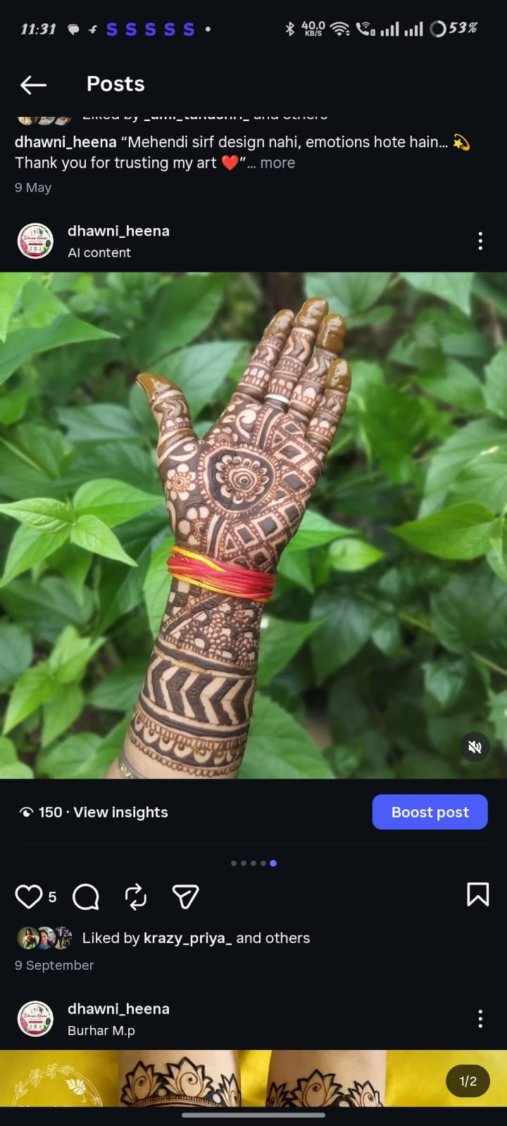 Tahseen Mehendi Art's customer mehendi review - “Mehendi sirf design nahi, emotions hote hain”